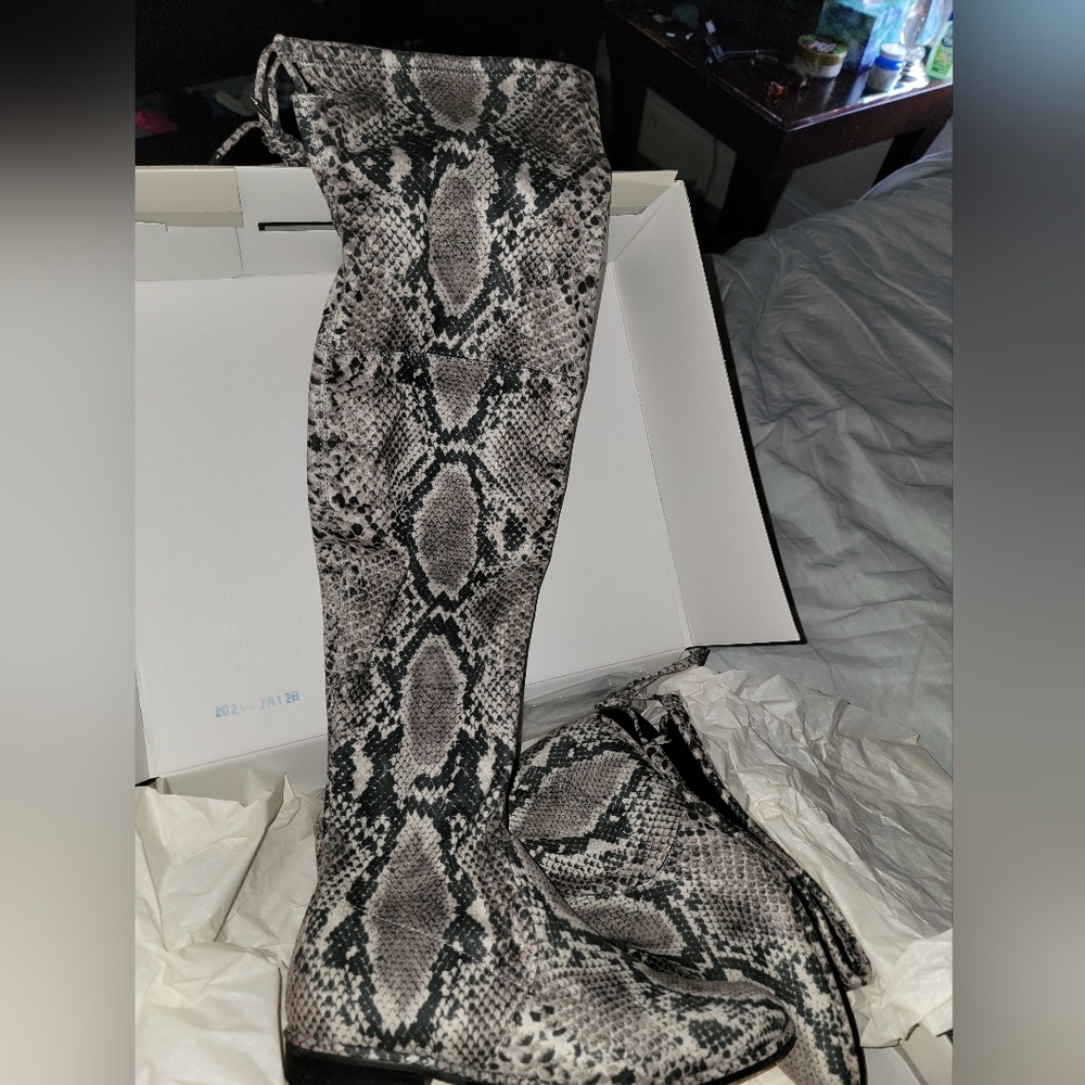 Grey fauxSnakeskin boots